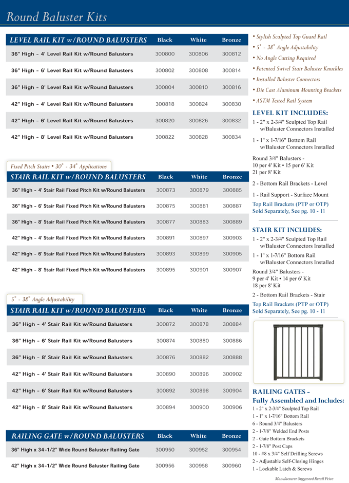 Solutions Rail Round Baluster Kits